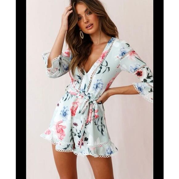 Selfie Leslie mint‎ green romper sz m - Picture 1 of 3